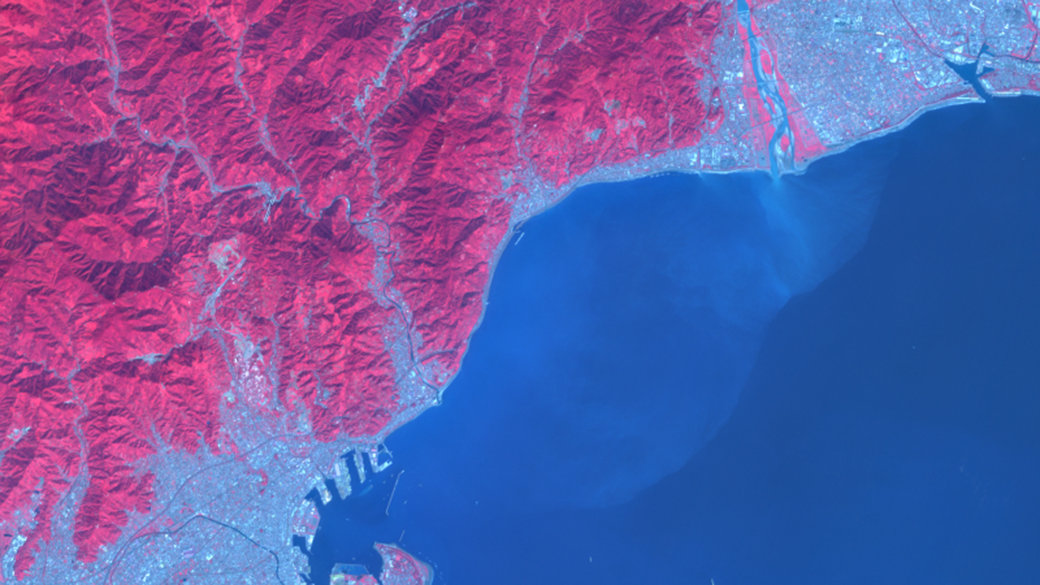 Satellite view of a portion of Western Europe taken with the ASTER instrument which provides information about land surface temperature, color, elevation, and mineral composition.